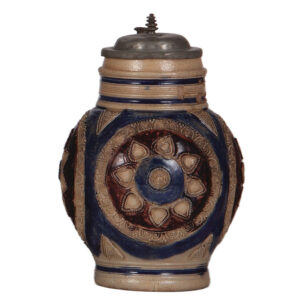 Stoneware pitcher, 9.0" ht., late 1600s, Westerwälder Kugelbauchkrug