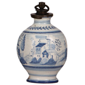 Faience screw jug, 8.9" ht., possibly Hanau, 1700s
