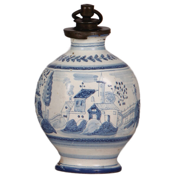 Faience screw jug, 8.9" ht., possibly Hanau, 1700s