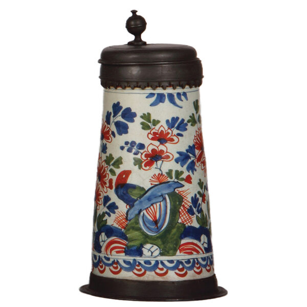 Faience stein, 10.2" ht., Walzenkrug, Dutch style, late 1700s