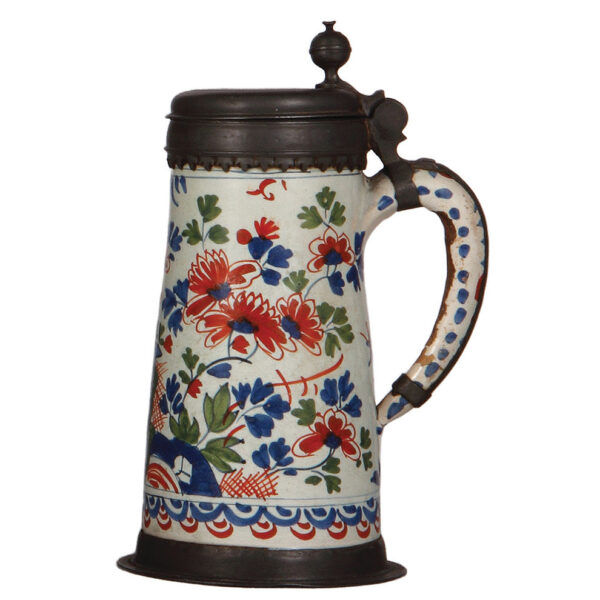 Faience stein, 10.2" ht., Walzenkrug, Dutch style, late 1700s - Image 2