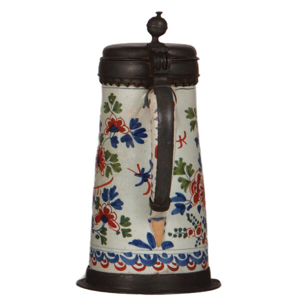 Faience stein, 10.2" ht., Walzenkrug, Dutch style, late 1700s - Image 3