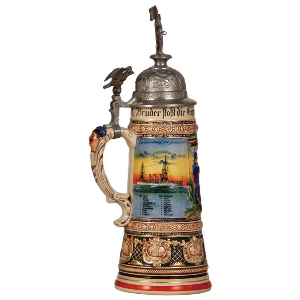 Regimental stein, 1.0L,  S.M.S. Stuttgart, 1907 - 1910 - Image 3