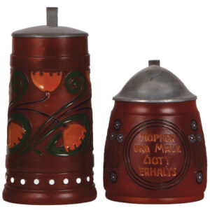 Terra cotta steins (two), .5L, marked Terra Sigillata, 939, & 1181, by Dümler & Breiden