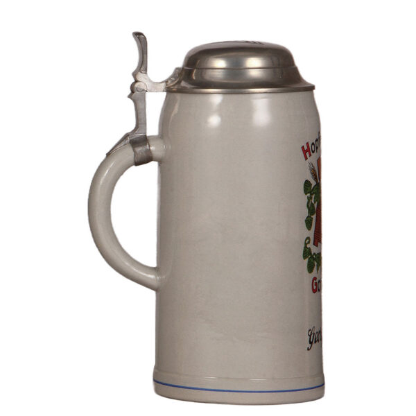Stoneware stein, 2.0L,   c.1970,  Hopfen und Malz Gott erhalts! - Image 3