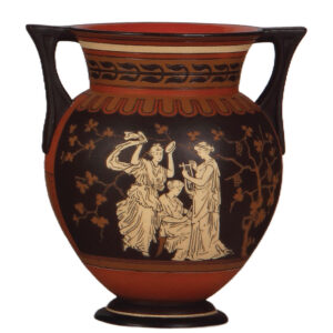 Mettlach vase, 7.3" ht., 2175, etched