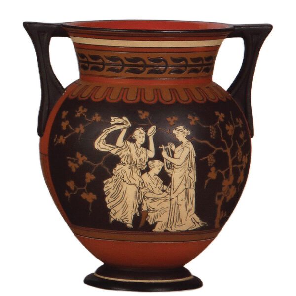 Mettlach vase, 7.3" ht., 2175, etched
