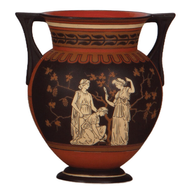 Mettlach vase, 7.3" ht., 2175, etched - Image 2