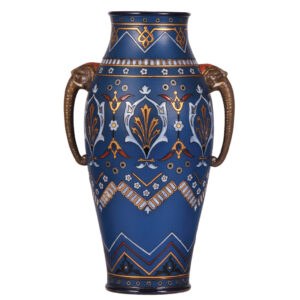 Mettlach vase, 13.8" ht., 1870, mosaic