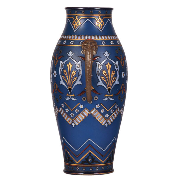 Mettlach vase, 13.8" ht., 1870, mosaic - Image 2