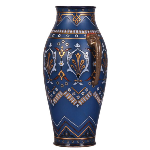 Mettlach vase, 13.8" ht., 1870, mosaic - Image 3