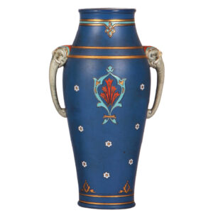 Mettlach vase, 11.8" ht., 2851 with elephant handles