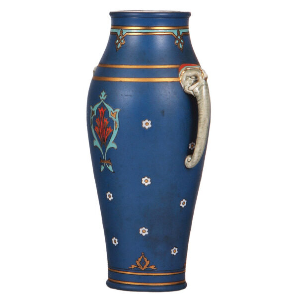 Mettlach vase, 11.8" ht., 2851 with elephant handles - Image 3