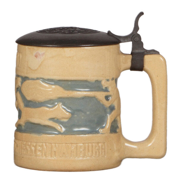 Pottery stein, .5L, 16. Deutsches Bundesschiesen, Hamburg, 1909 - Image 3