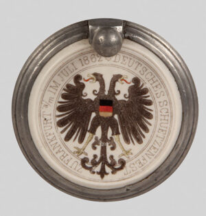Glass stein, .5L,  inlaid lid, Deutsches Schützenfest zu Frankfurt a.M., Juli 1862
