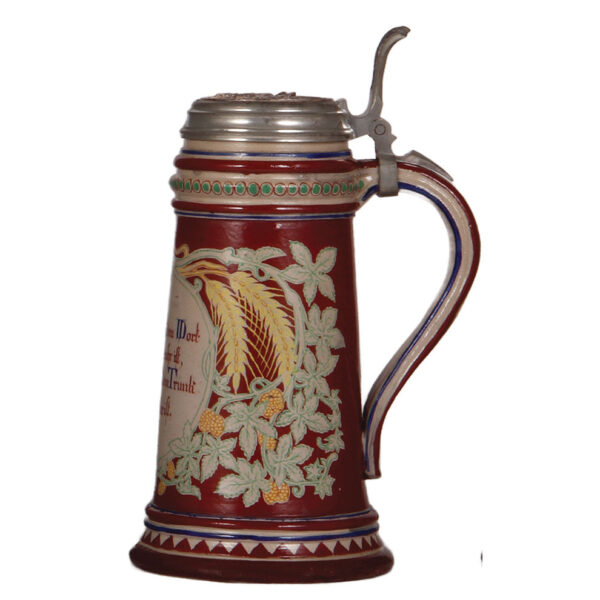 Stoneware stein, 1.0L, marked Saeltzer - Image 2
