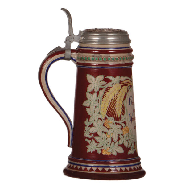 Stoneware stein, 1.0L, marked Saeltzer - Image 3