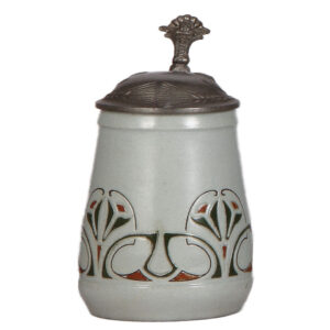 Stoneware stein, .5L, Art Nouveau, pewter lid