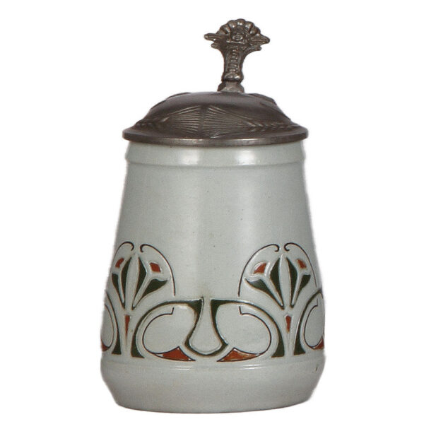 Stoneware stein, .5L, Art Nouveau, pewter lid