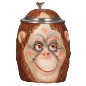 Character stein, .5L, marked E. Bohne & Söhne, Monkey