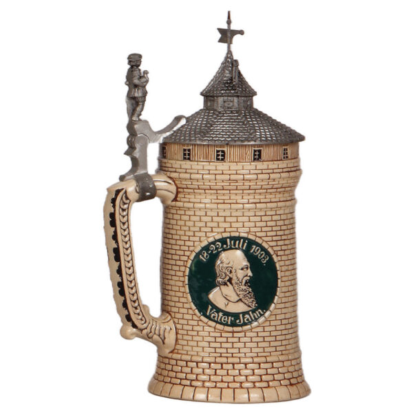 Character stein, .5L,  Nürnberg Tower, Deutsches Turnfest, 18 - 22 Juli, 1903, Vater Jahn - Image 2