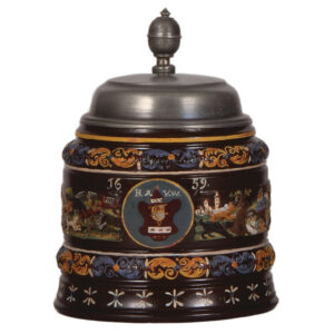 Stoneware stein, 1.0L, relief, Creussen, made late 1800s