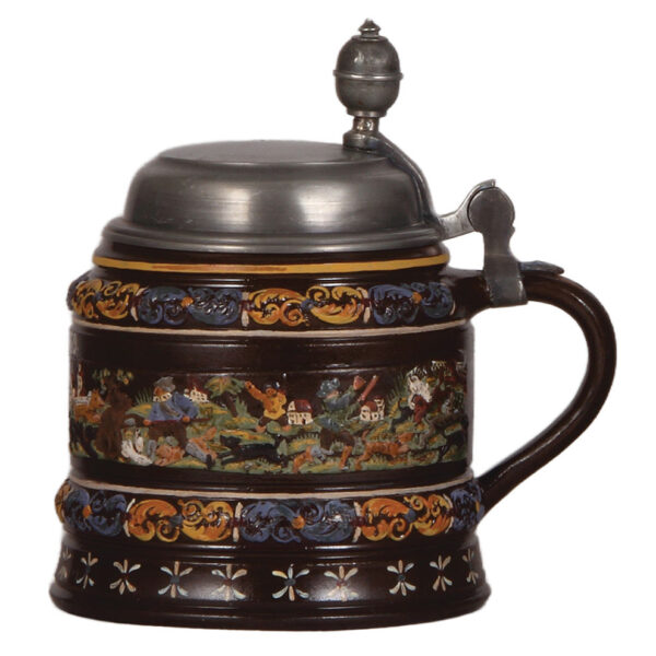 Stoneware stein, 1.0L, relief, Creussen, made late 1800s - Image 2