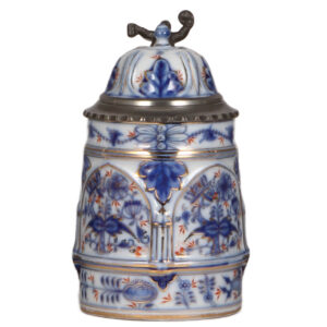Porcelain stein, .5L, hand-painted, marked Schney