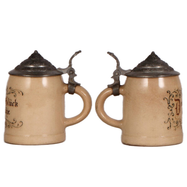 Miniature steins (five), 3.5" to 4.2" ht. - Image 2