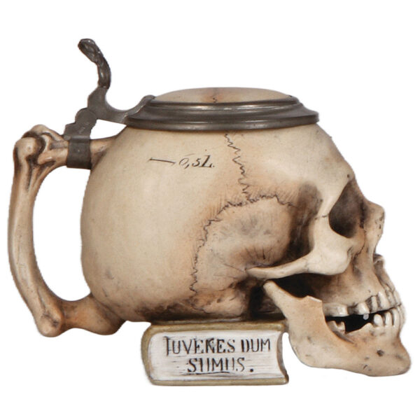 Character stein, .5L, by Bohne & Söhne, Skull on Book - Image 3