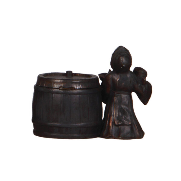 Porcelain stein, .5L, relief, card game & monks drinking; with, Munich Child inkwell - Image 4