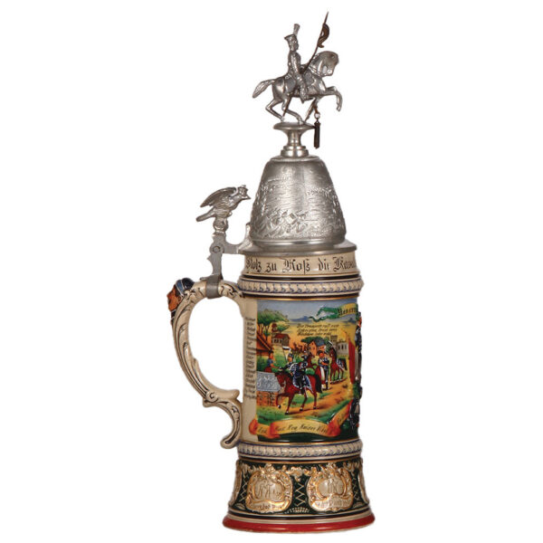 Regimental stein, .5L,  Husaren Regt. Nr. 8, Neuhaus, 1907 - 1910 - Image 3