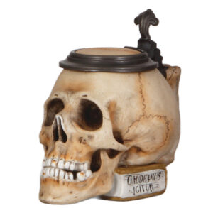 Character stein, .3L, marked E. Bohne & Söhne, Skull on Book