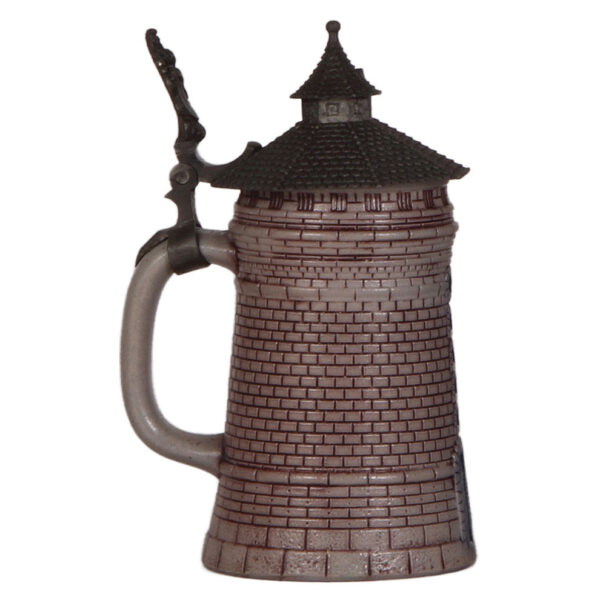 Character steins (two), .5L,  Nürnberg Tower,  with, .5L,  Black Fraternity student - Image 3