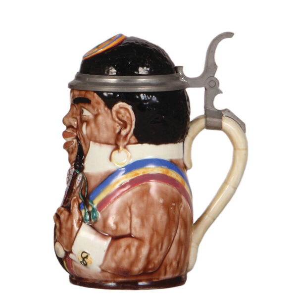 Character steins (two), .5L,  Nürnberg Tower,  with, .5L,  Black Fraternity student - Image 4