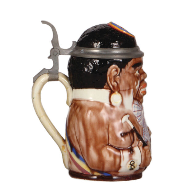 Character steins (two), .5L,  Nürnberg Tower,  with, .5L,  Black Fraternity student - Image 5