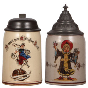 Pottery & stoneware steins, Brauerei zum Münchener Kindl& Gruss aus München