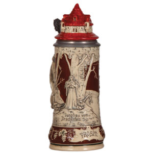 Pottery stein, .5L, relief, Drachenfels Castle