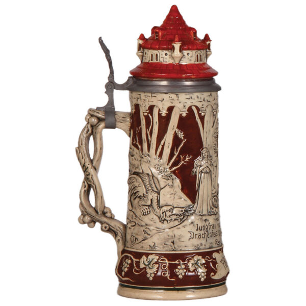 Pottery stein, .5L, relief, Drachenfels Castle - Image 3