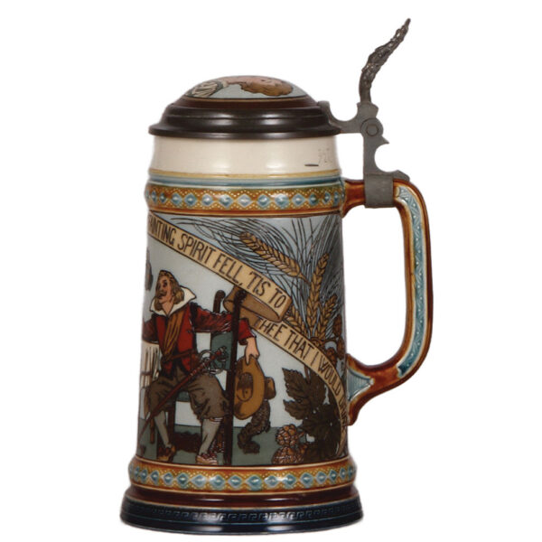 Mettlach steins, .5L, 2640, verse in English, with, .5L, 2090, by H. Schlitt - Image 2