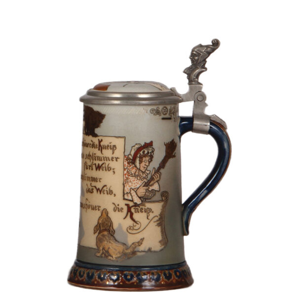 Mettlach steins, .5L, 2640, verse in English, with, .5L, 2090, by H. Schlitt - Image 4