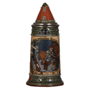 Mettlach stein, .5L, 2382, by H. Schlitt, Der Durstige Ritter