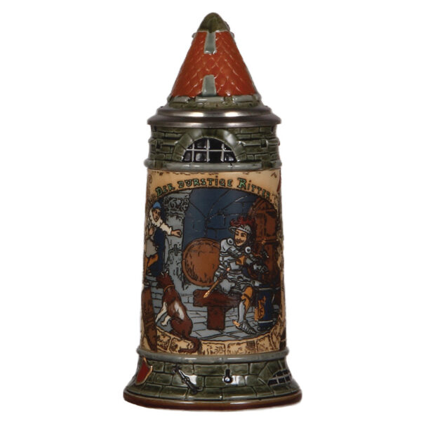 Mettlach stein, .5L, 2382, by H. Schlitt, Der Durstige Ritter
