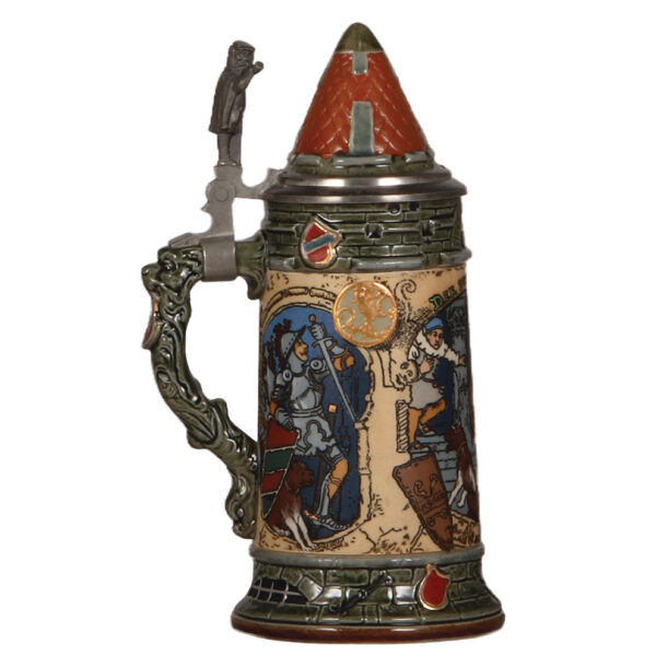 Mettlach stein, .5L, 2382, by H. Schlitt, Der Durstige Ritter - Image 3