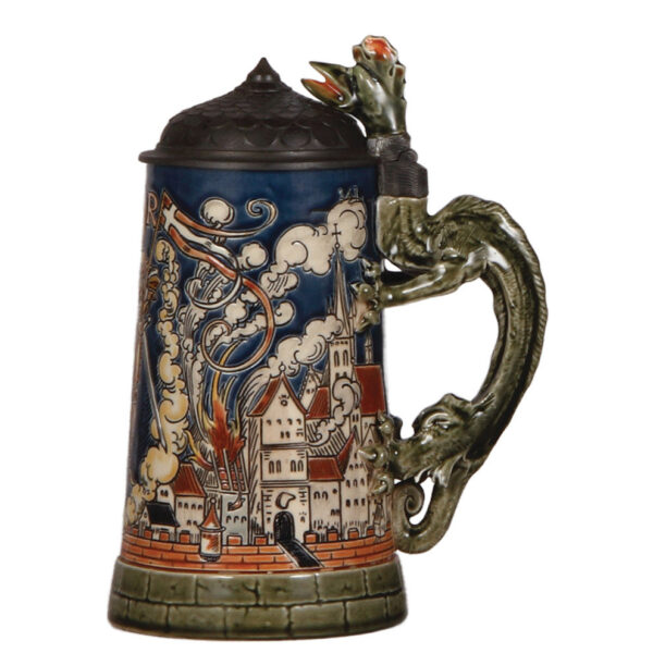 Mettlach steins, .5L, 1786, by Otto Hupp; with, .5L, 2800 - Image 2