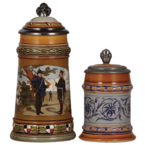 Mettlach steins, .5L, 2031; with, .25L, 1452