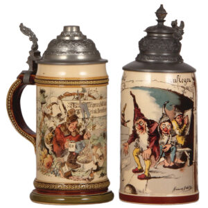 Mettlach steins.5L, 942[2140]; with, .5L, 727[1909]