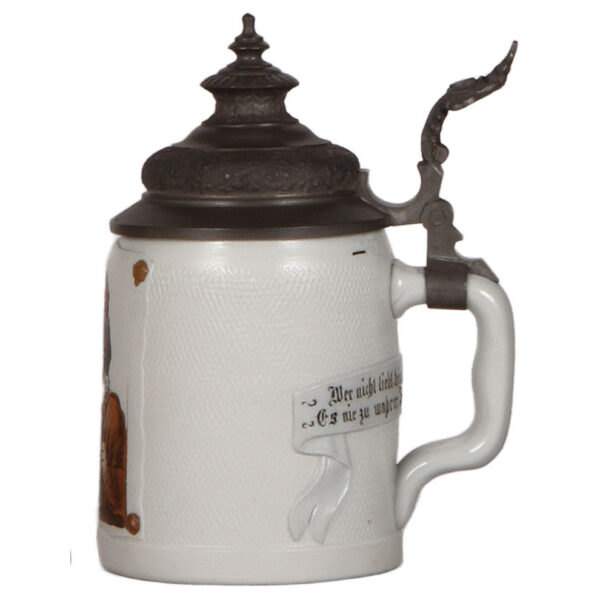 Mettlach steins, .5L, 1641; with, .3L,  tapestry, by C. Warth - Image 2