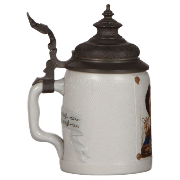 Mettlach steins, .5L, 1641; with, .3L,  tapestry, by C. Warth - Image 3