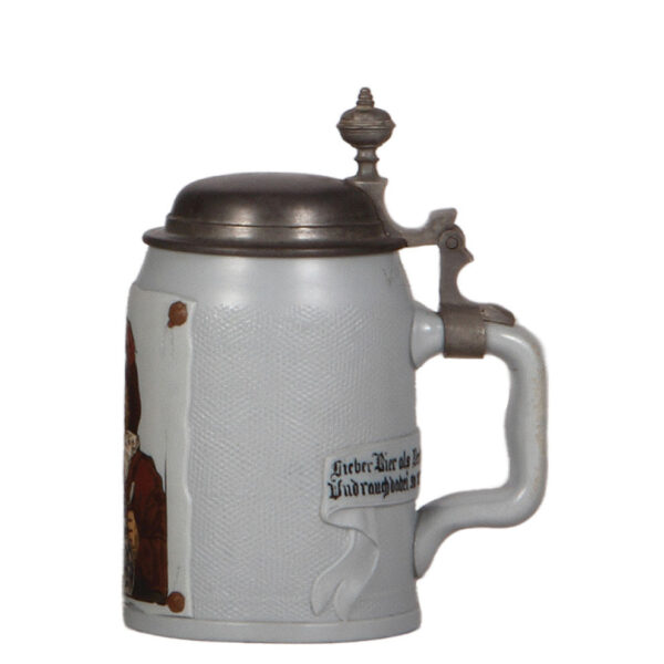 Mettlach steins, .5L, 1641; with, .3L,  tapestry, by C. Warth - Image 4